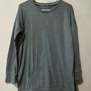 Unbranded Womens Heather Gray Crewneck Sweatshirt Longline V-Stitch Pullover